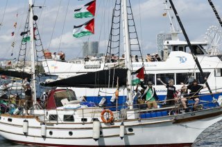 La flottille pour Gaza a dû revenir à Barcelone à cause des vents violents (archives). KEYSTONE/EPA/TONI ALBIR